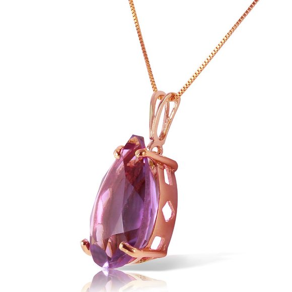 14K. SOLID GOLD NECKLACE WITH NATURAL AMETHYST